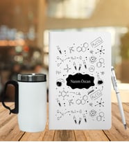 Kimya Öğretmenine Özel Deri Defter Kalem Ve Termos Seti (Model 4)