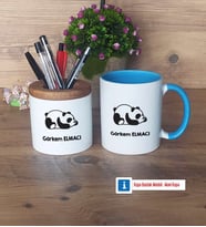 Uykucu Panda Kalemlik, Kupa Bardak T Kişiye Özel Hediye (Model 7)