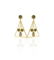 Kadir Jewellery 22 Ayar Altına Kaplama Kadın Sallantılı Küpe -El İşçiliği Ve Hipoalerjenik Küpe (Zeytin Yeşili)