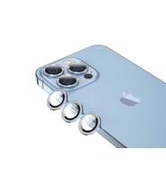 Uyumlu Model Apple iPhone 13 Pro Max Taşlı Kamera Lens Koruyucu Çerçeveli Koruyucu (Mavi)