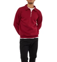 Ghassy Co. Erkek Polo Yaka Oversize Yarım Fermuarlı Sweatshirt (Bordo)