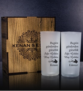 eJOYA Kişiye Özel Kutusunda 2'li Rakı Bardağı Hediye Seti 107196 (Turkuaz)