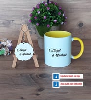 İsme Özel Kupa Bardak Kırmızı ve Ahşap Anahtarlık Hediye (Model 6)