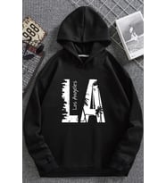 Los Angles Baskılı Oversize Sweatshirt (Siyah)