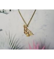 Kişiye Özel 925 Ayar Gümüş Origami Kurt Kolye (Gold)