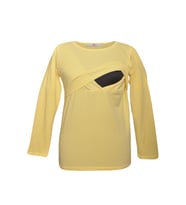 LuvmaBelly 2701-2708 Pamuklu Uzun Kollu Lohusa Emzirme T-Shirt (Sarı)