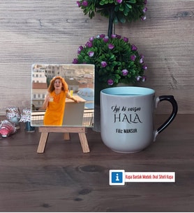 Halaya Hediye Fotoğraflı Dekoratif Taş, Kupa Bardak Beyaz Hediye (Model 10)