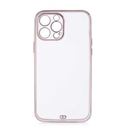Uyumlu Model Apple iPhone 13 Pro Max Kılıf Köşeli Gold Şeffaf Kapak (Beyaz)