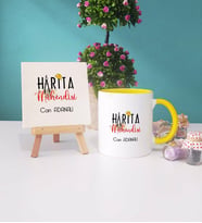 Harita Mühendisi Kupa Bardak Lacivert Dekoratif Taş Baskı (Model 4)
