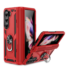 Galaxy Z Fold 5 Kılıf Vega Yüzüklü Standlı Zırh Kılıf (Kırmızı)