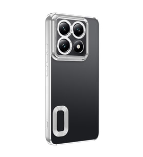 Xiaomi 14T Pro Kılıf Logo Yeri Açık Kamera Lens Korumalı Renkli Kenarlı Şeffaf Silikon (Gümüş)