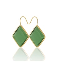 Kadir Jewellery 22 Ayar Altın Kaplama Vintage Küpe -El İşçiliği Ve Hipoalerjenik Küpe (Yeşil)