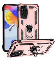 Xiaomi Redmi Note 11 Pro 5G Kılıf Yüzüklü Standli Tank Kapak (Pembe)