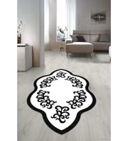 Dijital Baskılı Kaymaz Taban Yıkanabilir Lazer Kesim Salon Halısı Yolluk NLZR-HT-1021 (Siyah)