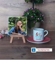 Patoloji Teknikeri Fotoğraflı Dekoratif Taş, Ahşap Altlıklı Türk Kahvesi Fincanı Hediye Tıp Bayramı Hediyesi (Model 6)