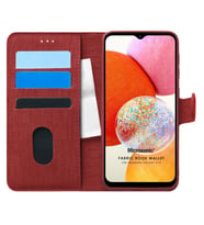 Microsonic Samsung Galaxy A14 Kılıf Fabric Book Wallet Siyah (Kırmızı)