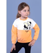 Toontoy Kız Çocuk Garnili Baskılı Sweatshirt (Turuncu)