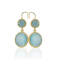 Kadir Jewellery 22 Ayar Altın Kaplama Kadın Taşlı Küpe -El İşçiliği Ve Hipoalerjenik Küpe (Açık Mavi)