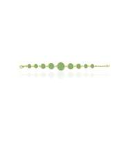 Kadir Jewellery 22 Ayar Altın Kaplama Zirkon Taşlı Ayarlanabilir Zincir Bileklik (Yeşil)