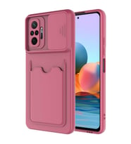 Xiaomi Redmi Note 10 Pro Kılıf Kartlıklı Lens Kapatmalı Kapak (Koyu Mor)