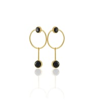 Kadir Jewellery 22 Ayar Altına Kaplama Kadın Sallantılı Küpe -El İşçiliği Ve Hipoalerjenik Küpe (Siyah)