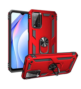 Xiaomi Redmi Note 9 4G Kılıf Zore Vega Yüzüklü Standlı Zırh Kılıf (Kırmızı)