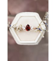 Mistik Topaz Taşlı 14 Ayar Rose Altın Kaplama Yüzük (Garnet)