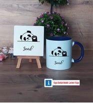 Sevimli Panda Dekoratif Taş, Kupa Bardak Kırmızı Hediye (Model 2)