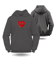 Sevgililer Günü Erkek Kadın Love Kalp Görselli Kapüşonlu Hoodie Sweatshirt 6007 (Gri)
