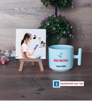 Diş Hekimi Fotoğraflı Dekoratif Taş, Kupa Bardak Beyaz Hediye (Model 12)