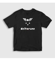 Presmono Unisex Çocuk Beyaz Logo Deltarune Oyun Undertale T-Shirt 435967tt (Siyah)