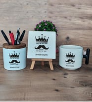 You Are My King Hediye Sepeti Kupa Bardak T Kulplu, Kalemlik ve Dekoratif Taş Babaya Doğum Günü Babalar Günü Hediyesi (Model 6)