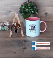 Öğretmenler Günü Hediyesi Kupa Bardak Beyaz ve Fotoğraflı Ahşap Anahtarlık Hediye (Model 6)