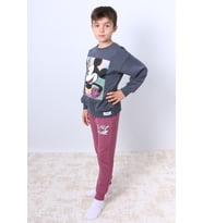 ERKEK ÇOCUK EŞOFMAN TAKIMI KARAKTER BASKILI RİBANALI F4 (Vişne)