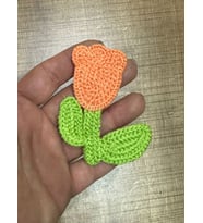 8X7 CM DOKUMA İŞLEME LALE ÇİÇEK ARMA YAMA DİKİŞ AKSESUARI (Turuncu)