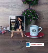 Acil Tıp Teknisyeni Fotoğraflı Dekoratif Taş, Ahşap Altlıklı Türk Kahvesi Fincanı Hediye (Model 3)