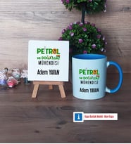 Petrol ve Doğalgaz Mühendisi Dekoratif Taş, Kupa Bardak Kırmızı Hediye (Model 3)