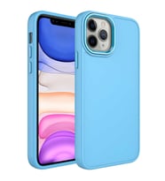 Uyumlu Model Apple iPhone 12 Pro Max Kılıf Metal Çerçeve Lansman Silikon Kapak (Mavi)