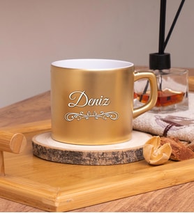 Kişiye Özel Tasarımlı Renkli Nescafe Fincanları 220 ML & Model No: SC-974 (Gold)