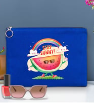 BK Gİft Yaz Temalı-7 Astarlı Portföy Çanta 30x21cm(12 Renk Seçeneği), Baskılı El Çantası, Organizer Çanta (Mavi)