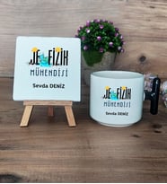 Jeofizik Mühendisi Hediye Seti Kupa Bardak T Kulplu ve Dekoratif Taş Mühendisler Günü Hediyesi (Model 6)
