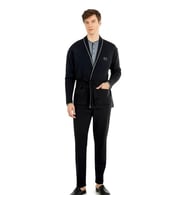 Pierre Cardin Erkek Çeyizlik Uzunkollu Pijama ve Triko Sabahlık 3'lü Set Takım (Siyah)