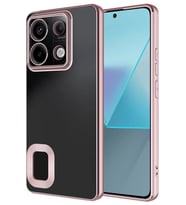 Xiaomi Redmi Note 13 Pro 5G Kılıf Köşeleri Renkli Şeffaf Kamera Korumalı Silikon Luxury Kapak (Rose)