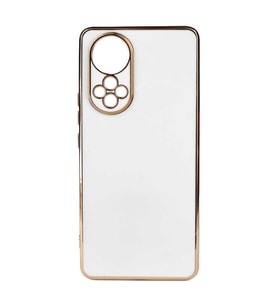 Huawei Honor 50 Kılıf Kenarları Gold Kamera Korumalı Renkli Pastel Silikon Açık Yeşil BARK (Beyaz)