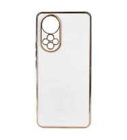 Huawei Honor 50 Kılıf Kenarları Gold Kamera Korumalı Renkli Pastel Silikon Açık Yeşil BARK (Beyaz)