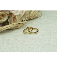 Düz Bombeli Gümüş Alyans 4 mm (Gold)