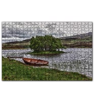 Cakapuzzle Gölde Sandallar Tepeler ve Bulutlu Gökler  Puzzle Yapboz MDF (Ahşap) (1000 Parça)