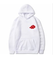 AMOR MAN ÖZEL TASARIM KAPÜŞONLU JAPON ANİME BULUT BASKILI OVERSİZE ERKEK SWEATSHIRT (Beyaz)