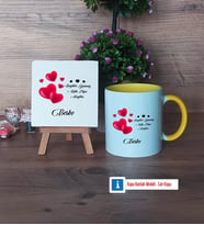 Sevgililer Günü Hediyesi Dekoratif Taş, Kupa Bardak Kırmızı Hediye (Model 6)
