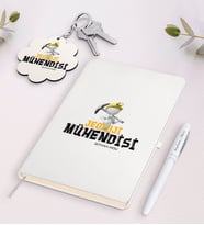 BK Gift Kişiye Özel Jeoloji Mühendisi Siyah Defter Kalem Ve Anahtarlık Hediye Seti-1 (Model 2)
